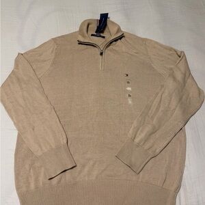Tommy Hilfiger Men’s Tan Half-Zip Sweater